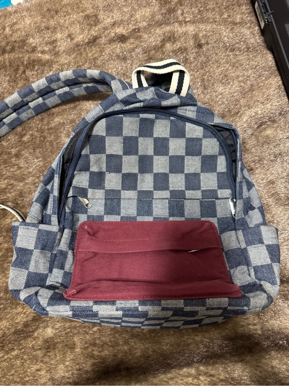 Blue Checkered Mini Backpack